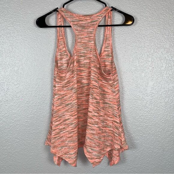 Womens Marled Scoop Neck Racerback Asymmetric Hem Elephant Tank Top Pink - Picture 4 of 7